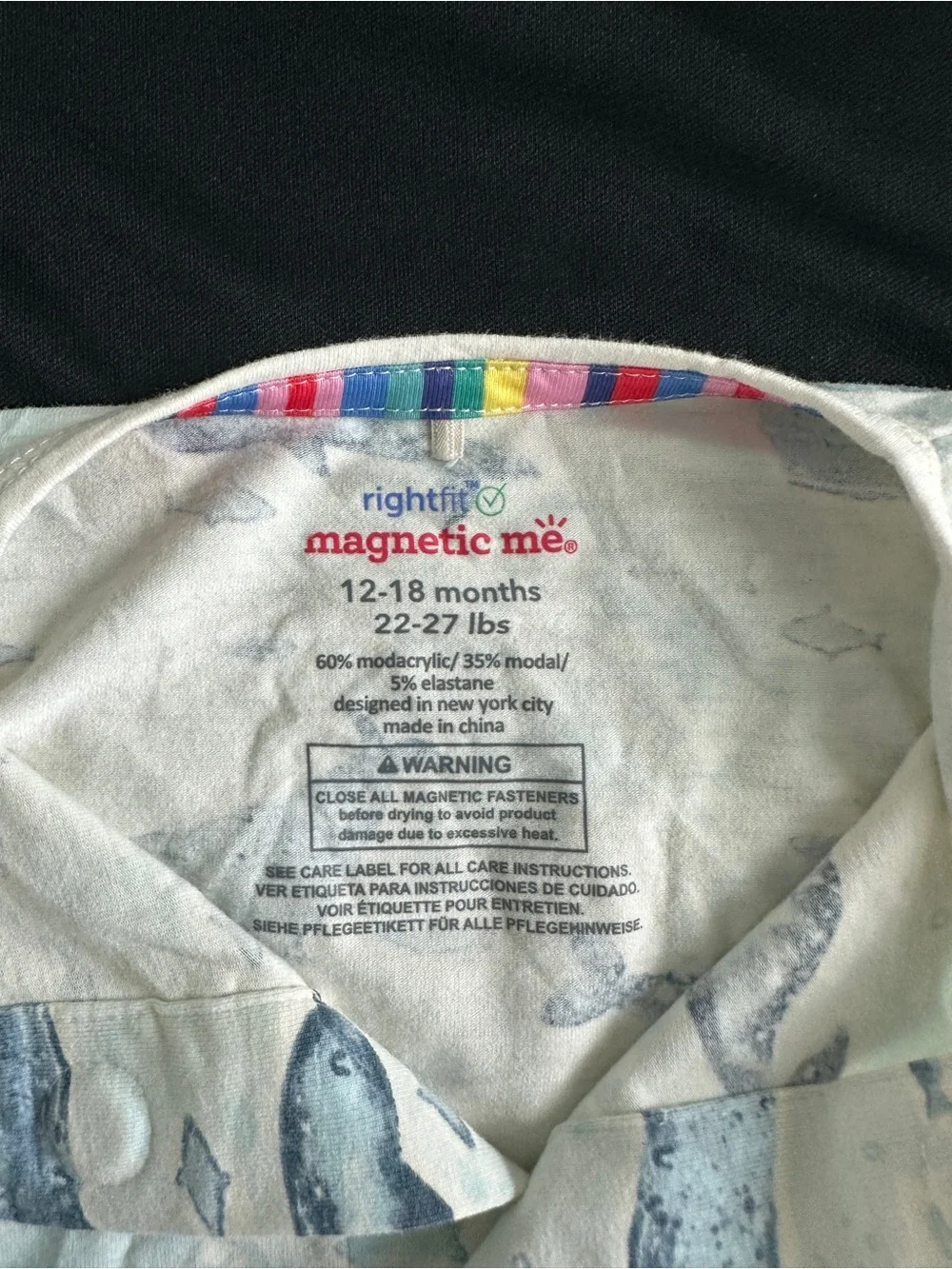 Magnetic Me Light Blue and Navy Whale Print Footed One-Piece- NEVER WORN
